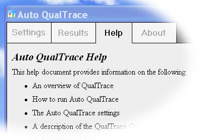 Auto QualTrace Help View