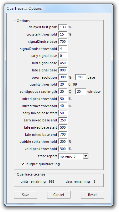 QualTrace III Options