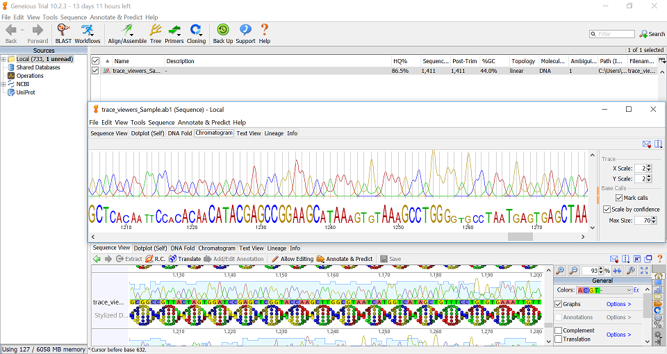 Geneious Trace Viewer